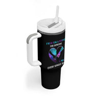 Suicide Prevention Awareness Tumbler With Handle Teal And Purple For Someone I Miss Every Single Day Heart - Wonder Print Shop