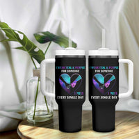 Suicide Prevention Awareness Tumbler With Handle Teal And Purple For Someone I Miss Every Single Day Heart - Wonder Print Shop