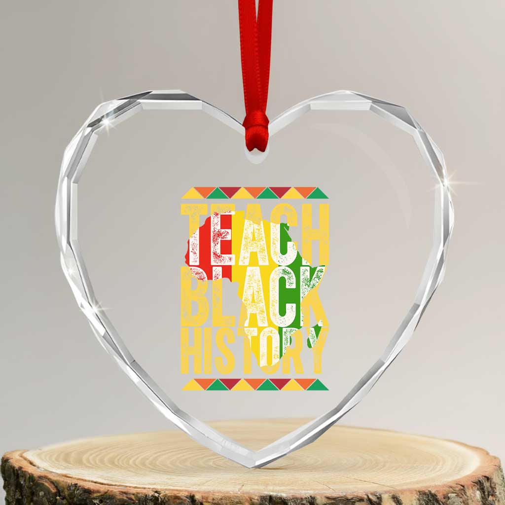 Teach Black History Heart Crystal Glass Ornament Black History Month Gift For Teachers - Wonder Print Shop