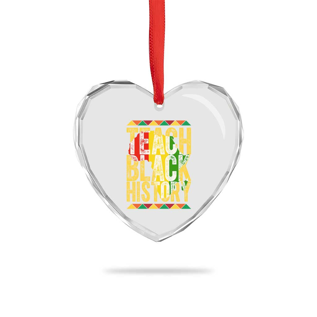 Teach Black History Heart Crystal Glass Ornament Black History Month Gift For Teachers - Wonder Print Shop