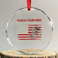 Teach Your Kids To Change Their Oil Not Their Gender Crystal Glass Ornament Mechanic Flag American Patriotic Flag Funny Mechanic Dad Political Satire Humor - Wonder Print Shop