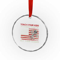 Teach Your Kids To Change Their Oil Not Their Gender Crystal Glass Ornament Mechanic Flag American Patriotic Flag Funny Mechanic Dad Political Satire Humor - Wonder Print Shop