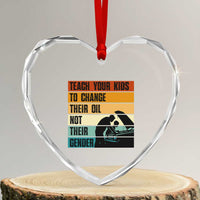 Teach Your Kids To Change Their Oil Not Their Gender Heart Crystal Glass Ornament Funny Mechanic Dad - Wonder Print Shop