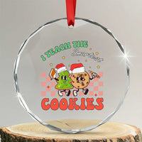 Teacher Christmas Crystal Glass Ornament I Teach The Smartest Cookies Retro Groovy Xmas Cookies TS02