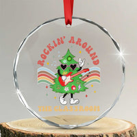 Teacher Christmas Crystal Glass Ornament Rockin' Around The Classroom Groovy Xmas Tree TS02
