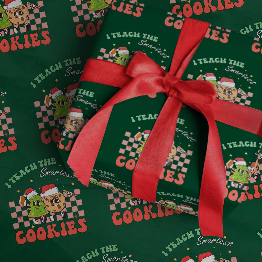 Teacher Christmas Wrapping Paper Roll I Teach The Smartest Cookies Retro Groovy Xmas Cookies