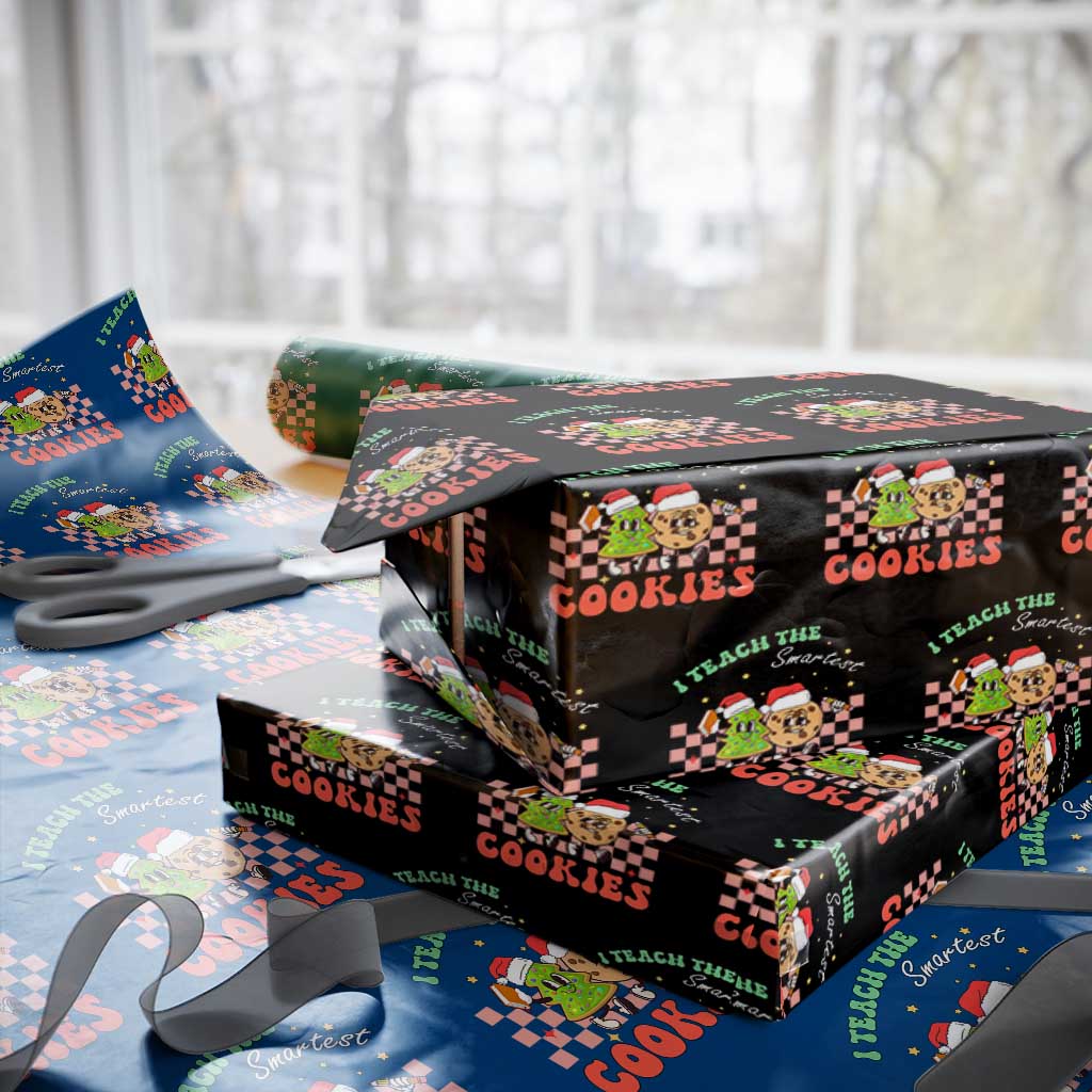 Teacher Christmas Wrapping Paper Roll I Teach The Smartest Cookies Retro Groovy Xmas Cookies