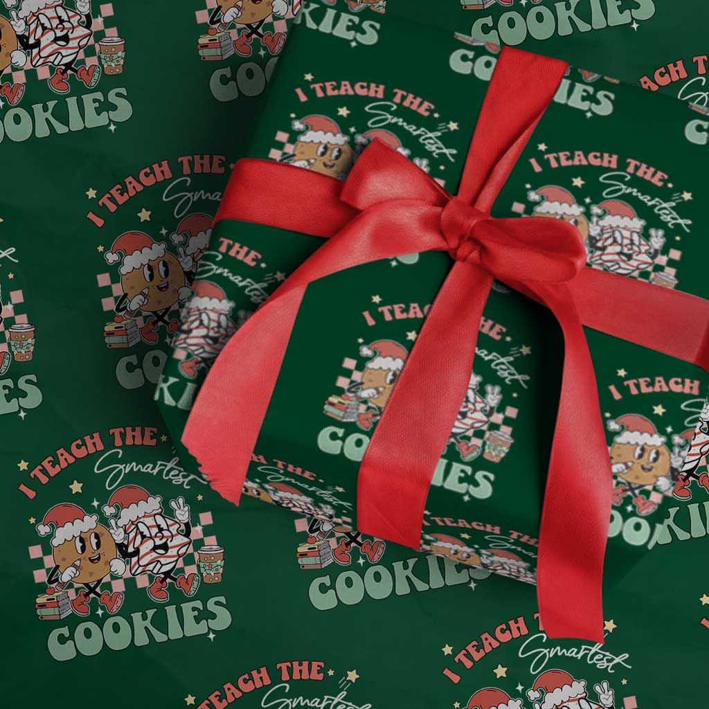 Teacher Christmas Wrapping Paper Roll I Teach The Smartest Cookies Retro Groovy Xmas Tree Cookies