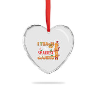 Teacher Christmas Heart Crystal Glass Ornament I Teach The Smartest Cookies Gingerbread Man Students - Wonder Print Shop