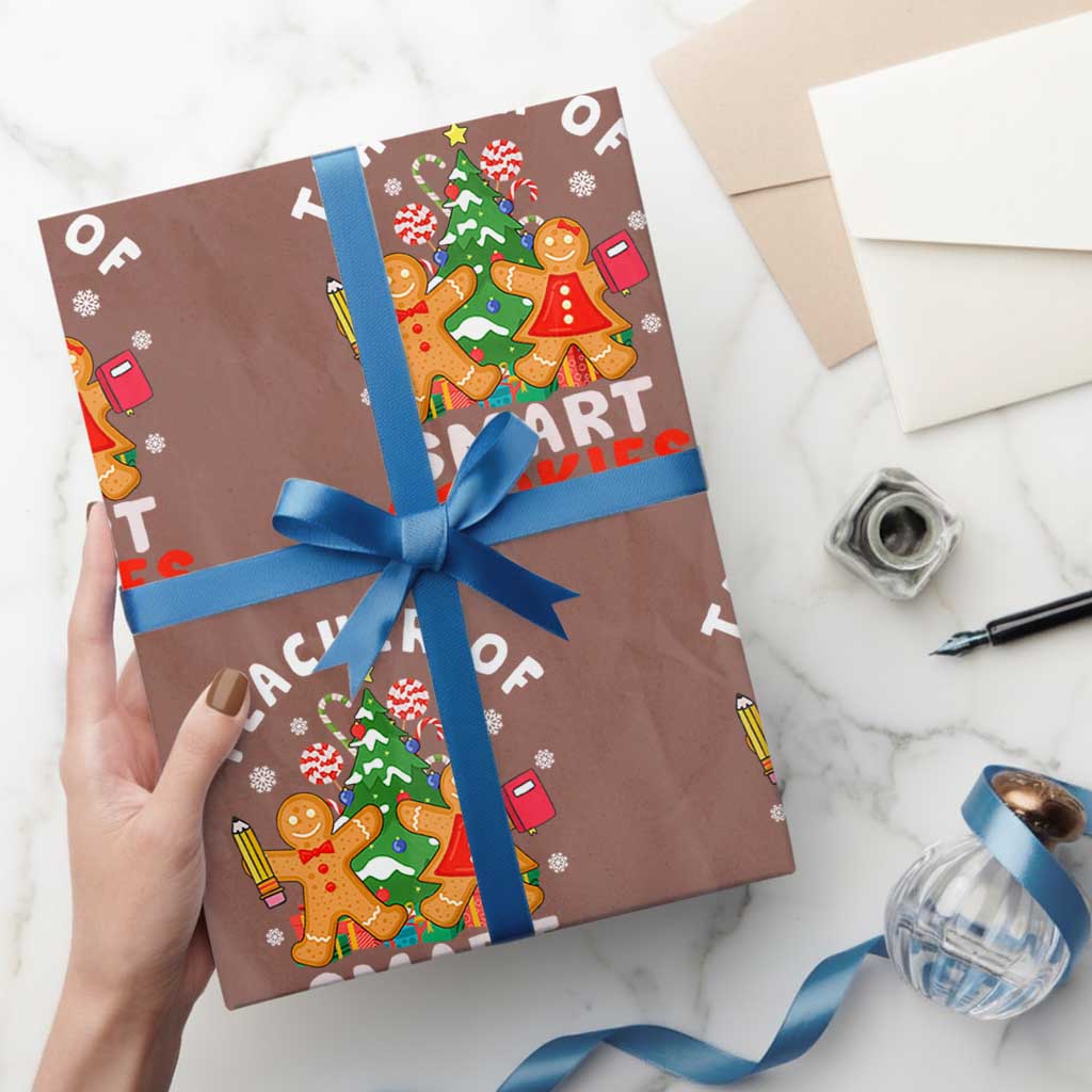Teacher of Smart Cookies Christmas Gingerbread Man Wrapping Paper Roll Teacher of Smart Cookies