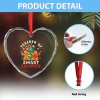 Teacher of Smart Cookies Christmas Gingerbread Man Heart Crystal Glass Ornament Teacher of Smart Cookies - Wonder Print Shop