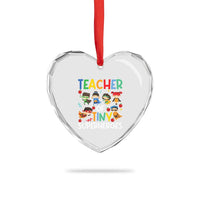 Teacher of Tiny Superheroes Heart Crystal Glass Ornament Funny 100th Day of School