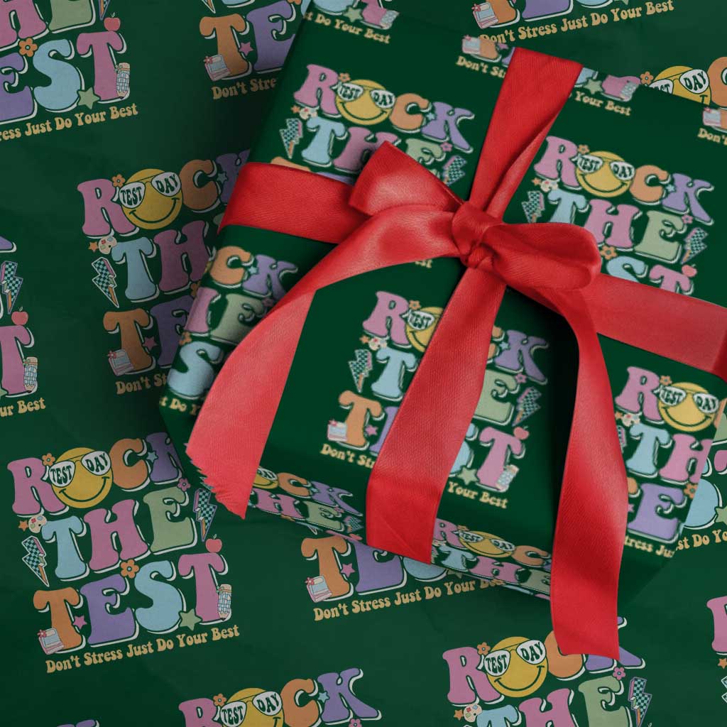 Teacher Test Day Wrapping Paper Roll Rock The Test Dont Stress Just Do Your Best Cute Groovy