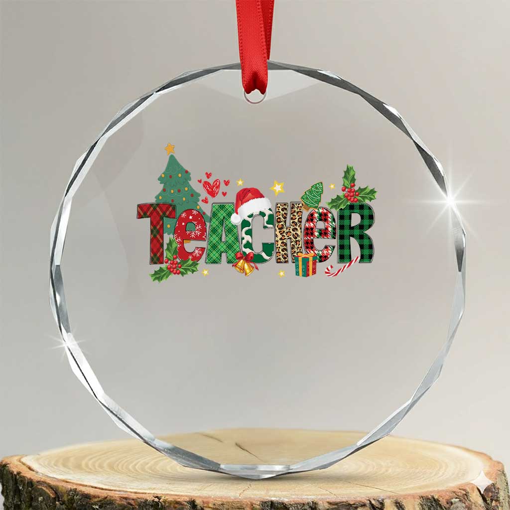 Teacher Xmas Crystal Glass Ornament Merry Xmas Gifts - Wonder Print Shop
