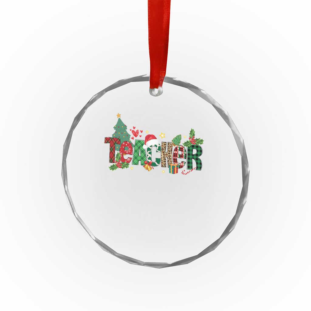 Teacher Xmas Crystal Glass Ornament Merry Xmas Gifts TS02