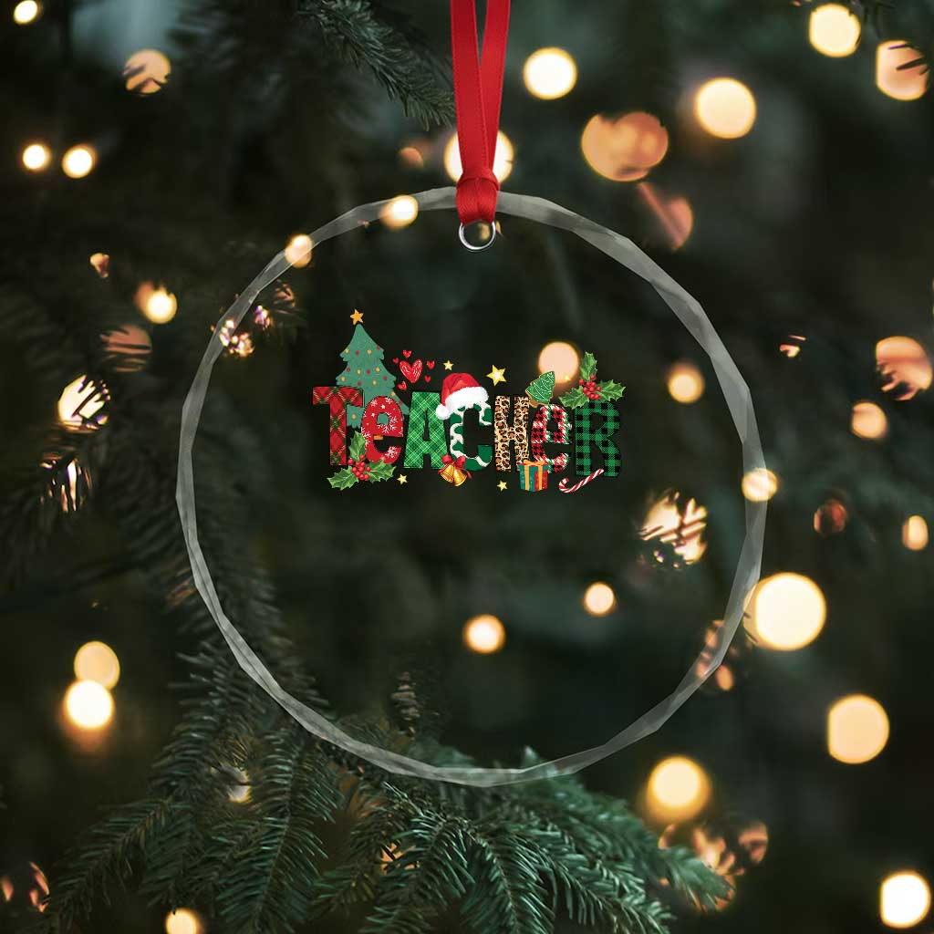 Teacher Xmas Crystal Glass Ornament Merry Xmas Gifts TS02