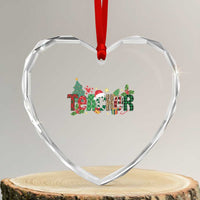 Teacher Xmas Heart Crystal Glass Ornament Merry Xmas Gifts - Wonder Print Shop