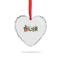 Teacher Xmas Heart Crystal Glass Ornament Merry Xmas Gifts - Wonder Print Shop