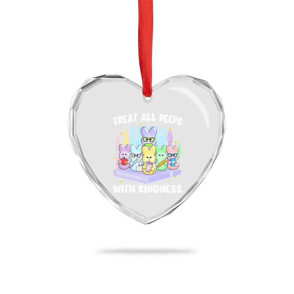 Teachers Easter Heart Crystal Glass Ornament Treat All Peeps With Kindness - Wonder Print Shop