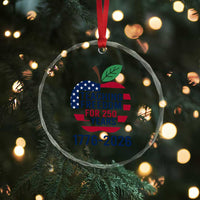 Teaching Freedom for 250 Years Crystal Glass Ornament Patriotic Teacher Tee 1776 to 2026 Semiquincentennial - Wonder Print Shop
