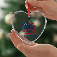 Teaching Freedom for 250 Years Heart Crystal Glass Ornament Patriotic Teacher Tee 1776 to 2026 Semiquincentennial - Wonder Print Shop