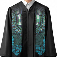 Teal Dashiki and Tapa Pattern Graduation Stole Africa-Polynesia Together Culture
