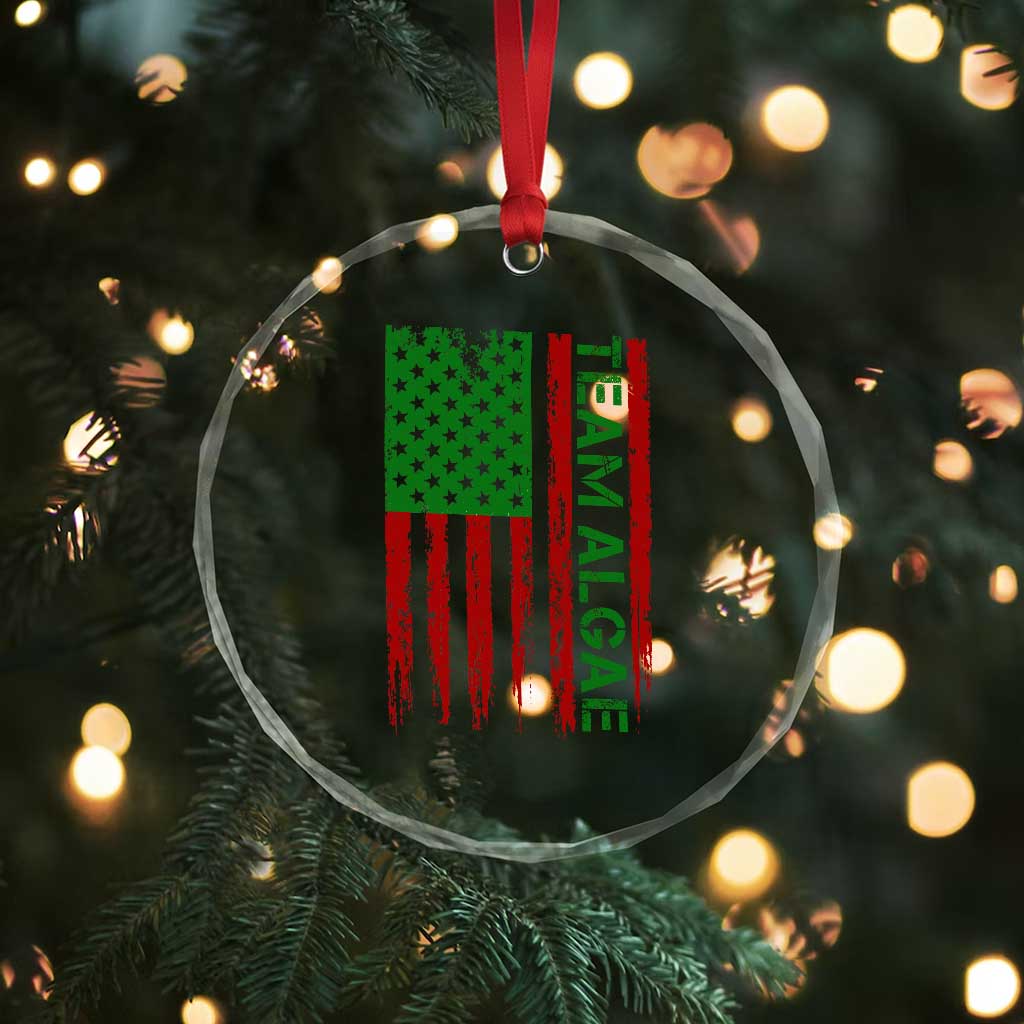 Team Algae Crystal Glass Ornament Funny Make Algae Great Again American Flag Political Meme