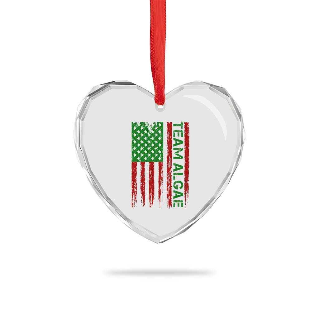 Team Algae Heart Crystal Glass Ornament Funny Make Algae Great Again American Flag Political Meme