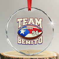 Team Benito Puerto Rico Football Pride Crystal Glass Ornament Number 94 Vintage Game Day Music Artist Fan