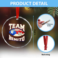 Team Benito Puerto Rico Football Pride Crystal Glass Ornament Number 94 Vintage Game Day Music Artist Fan