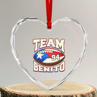 Team Benito Puerto Rico Football Pride Heart Crystal Glass Ornament Number 94 Vintage Game Day Music Artist Fan
