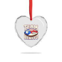 Team Benito Puerto Rico Football Pride Heart Crystal Glass Ornament Number 94 Vintage Game Day Music Artist Fan