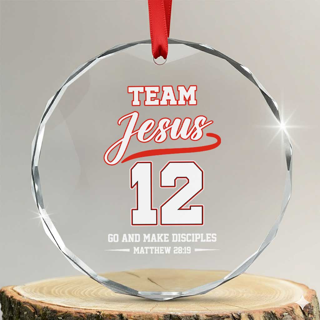 Team Jesus 12 Christian Sports Style Crystal Glass Ornament Go And Make Disciples Matthew 28:19 Faith Athletic Inspired Gift