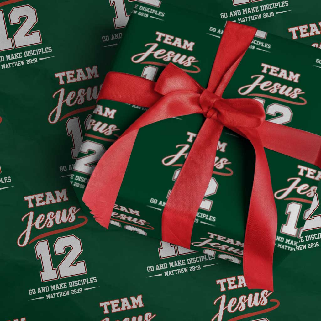 Team Jesus 12 Christian Sports Style Wrapping Paper Roll Go And Make Disciples Matthew 28:19 Faith Athletic Inspired Gift