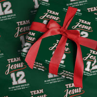 Team Jesus 12 Christian Sports Style Wrapping Paper Roll Go And Make Disciples Matthew 28:19 Faith Athletic Inspired Gift