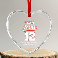 Team Jesus 12 Christian Sports Style Heart Crystal Glass Ornament Go And Make Disciples Matthew 28:19 Faith Athletic Inspired Gift