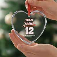 Team Jesus 12 Christian Sports Style Heart Crystal Glass Ornament Go And Make Disciples Matthew 28:19 Faith Athletic Inspired Gift