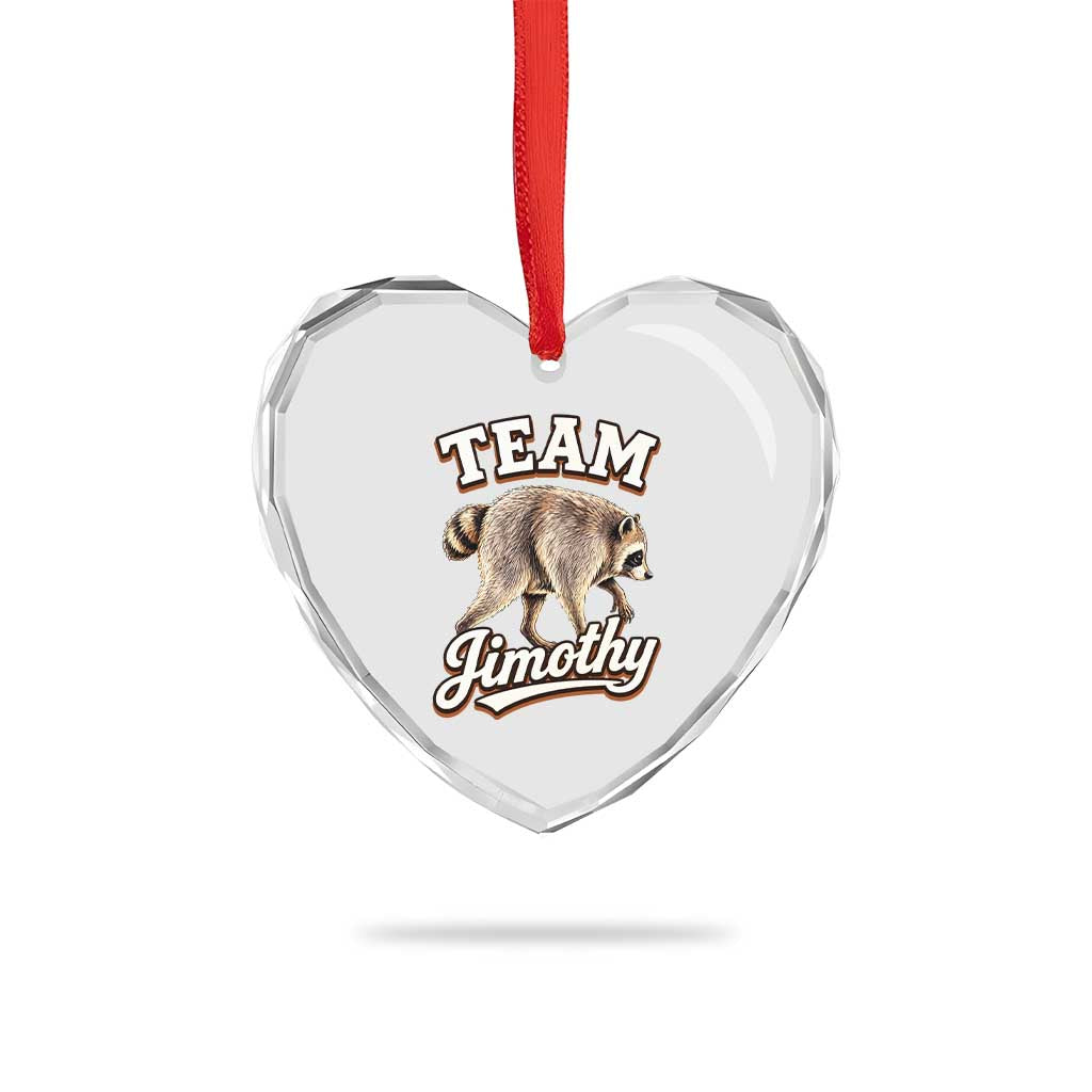 Team Jimothy Funny Viral Seattle Raccoon Legend Heart Crystal Glass Ornament Trash Panda Meme Vintage Sports Style Graphic
