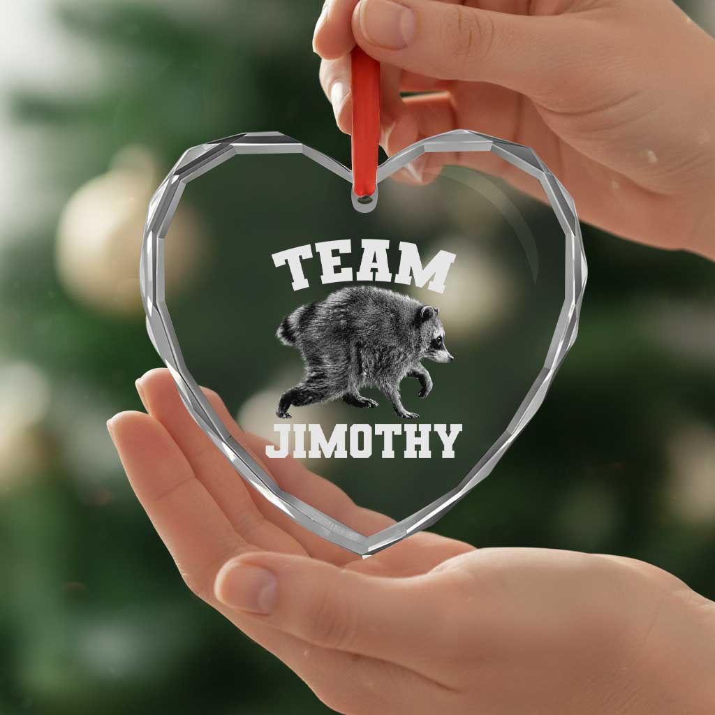 Team Jimothy Raccoon Heart Crystal Glass Ornament Funny Seattle Trash Panda Lover