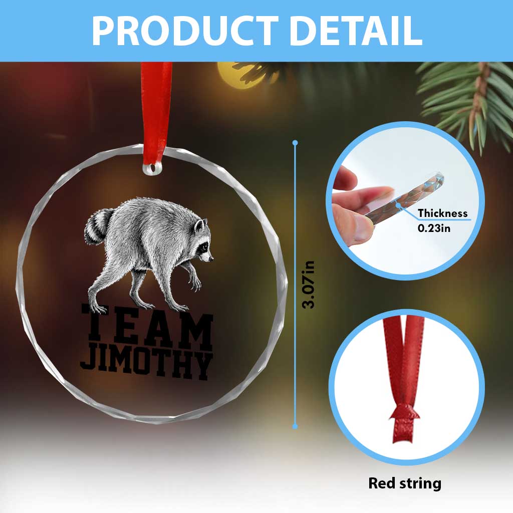 Team Jimothy Viral Seattle Raccoon Crystal Glass Ornament Vintage Trash Panda Meme Graphic