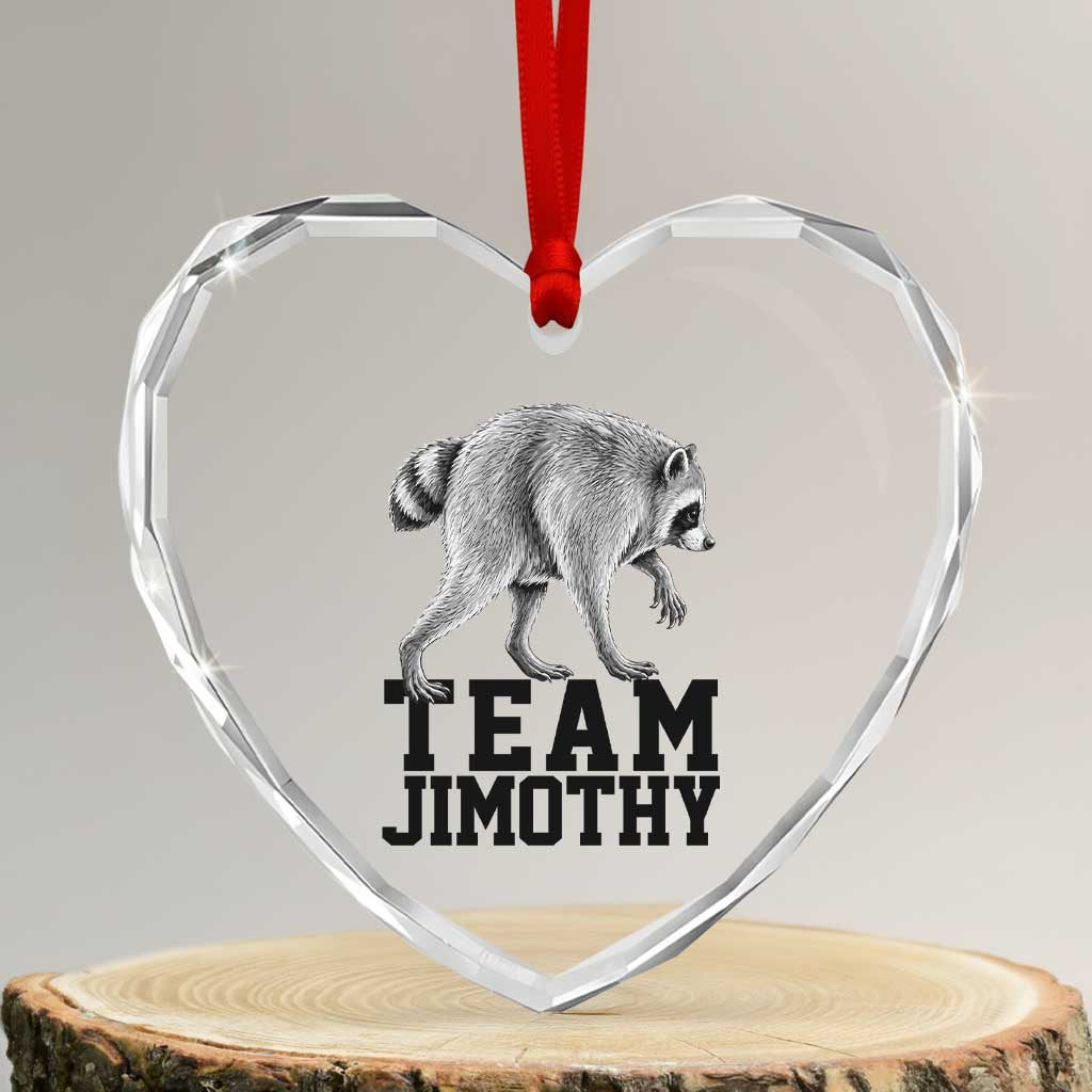 Team Jimothy Viral Seattle Raccoon Heart Crystal Glass Ornament Vintage Trash Panda Meme Graphic