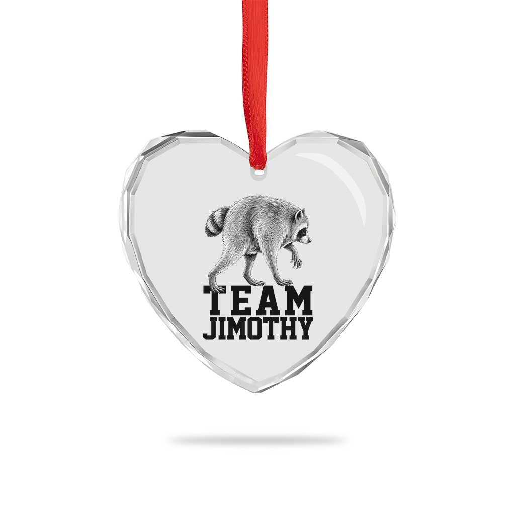 Team Jimothy Viral Seattle Raccoon Heart Crystal Glass Ornament Vintage Trash Panda Meme Graphic