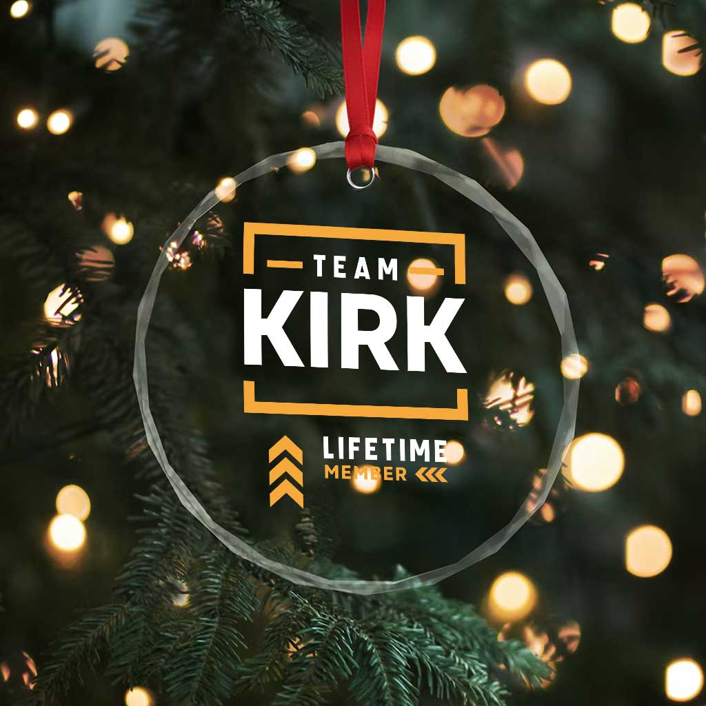 Team Kirk Lifetime Member Crystal Glass Ornament American True Patriot Support TS02