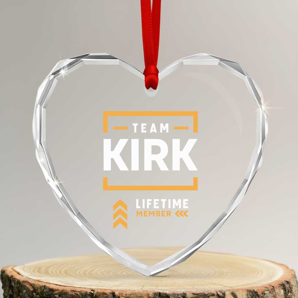Team Kirk Lifetime Member Heart Crystal Glass Ornament American True Patriot Support - Wonder Print Shop