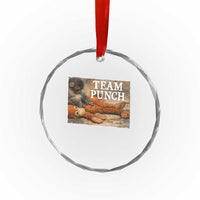 Team Punch Baby Monkey Plush Hugging Meme Crystal Glass Ornament