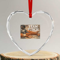 Team Punch Baby Monkey Plush Hugging Meme Heart Crystal Glass Ornament