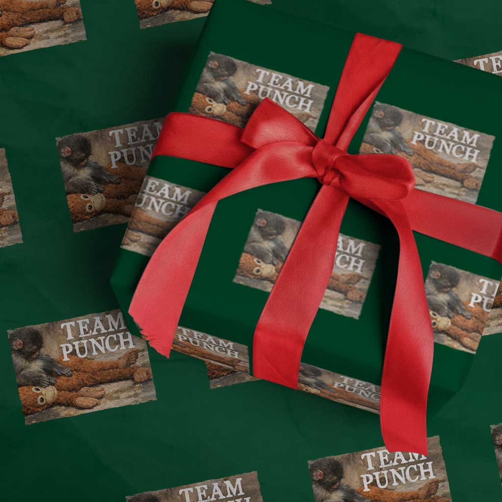 Team Punch Baby Monkey Plush Hugging Meme Wrapping Paper Roll