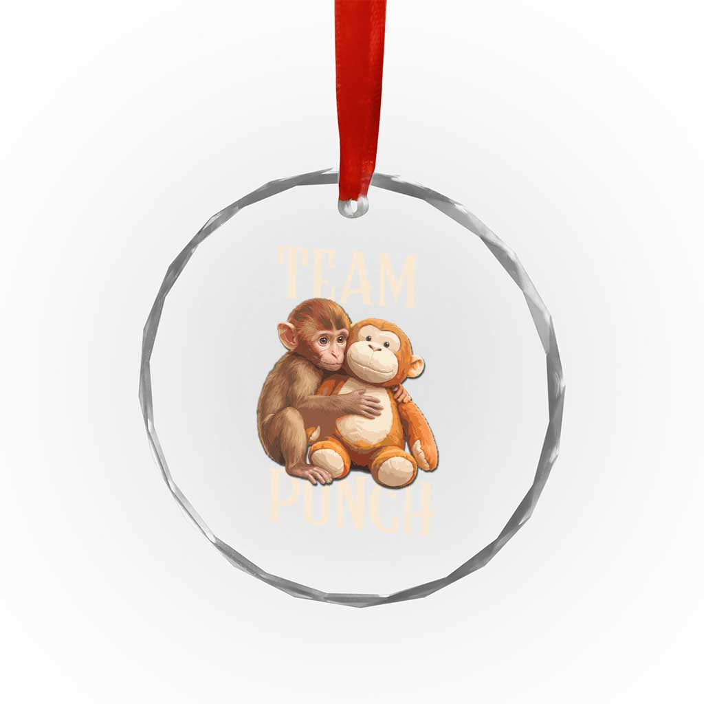 Team Punch Cute Baby Monkey Hugging Plush Toy Graphic Crystal Glass Ornament