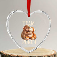 Team Punch Cute Baby Monkey Hugging Plush Toy Graphic Heart Crystal Glass Ornament