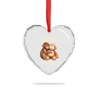 Team Punch Cute Baby Monkey Hugging Plush Toy Graphic Heart Crystal Glass Ornament